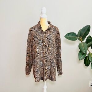 COTE DE FRANCE vintage silk blouse animal print
